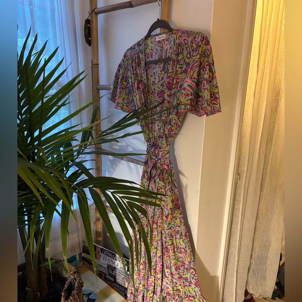 Floral Pink and Green Women's Dress